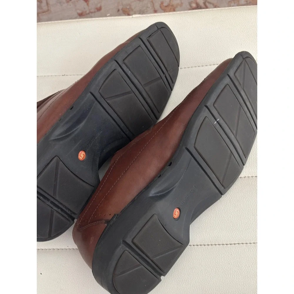 Clarks Unstructured 1825 Brown Leather Slip On Loafers Mens 9.5 XW 26087743